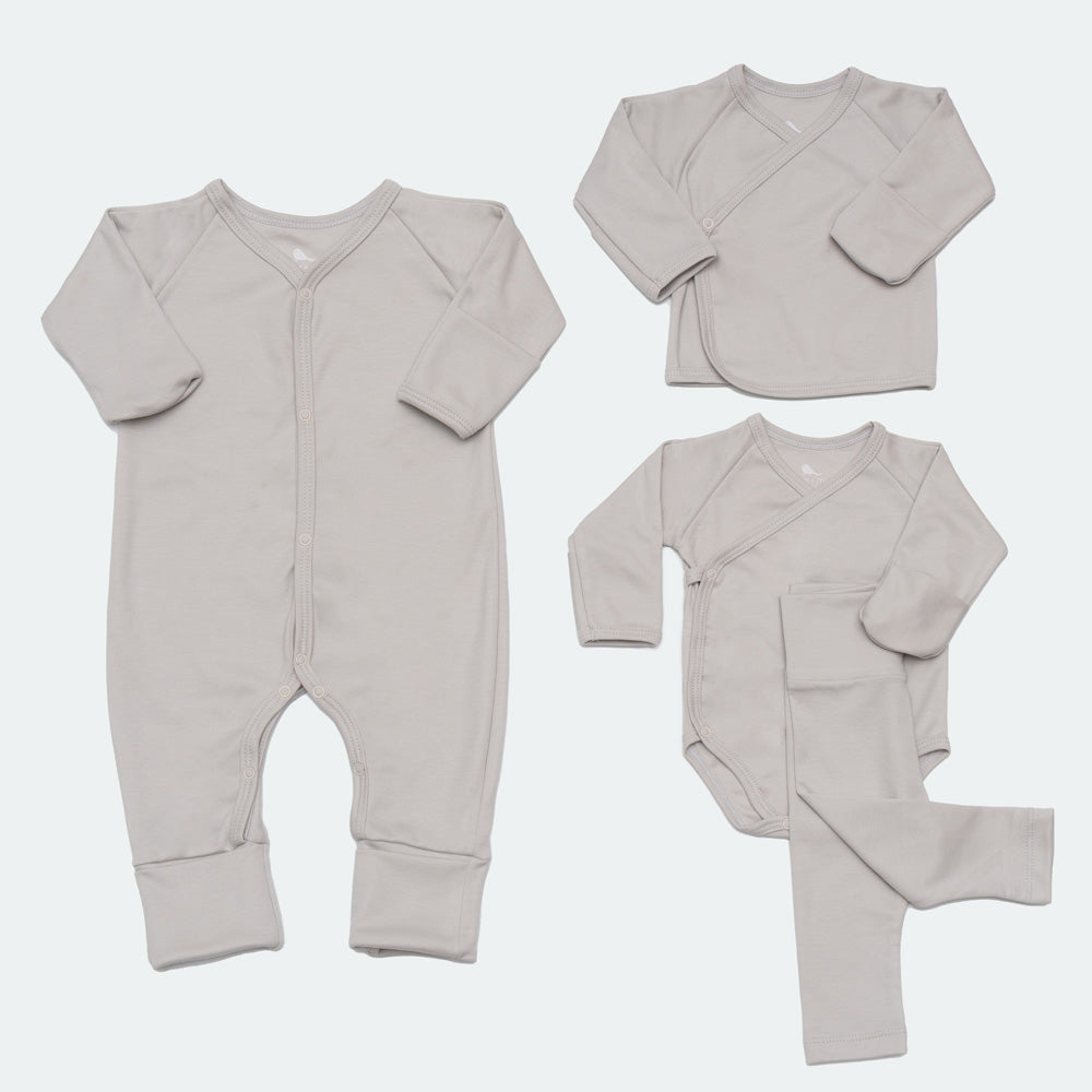Set de Esenciales Gris - set de regalo para bebe Mae & Mini